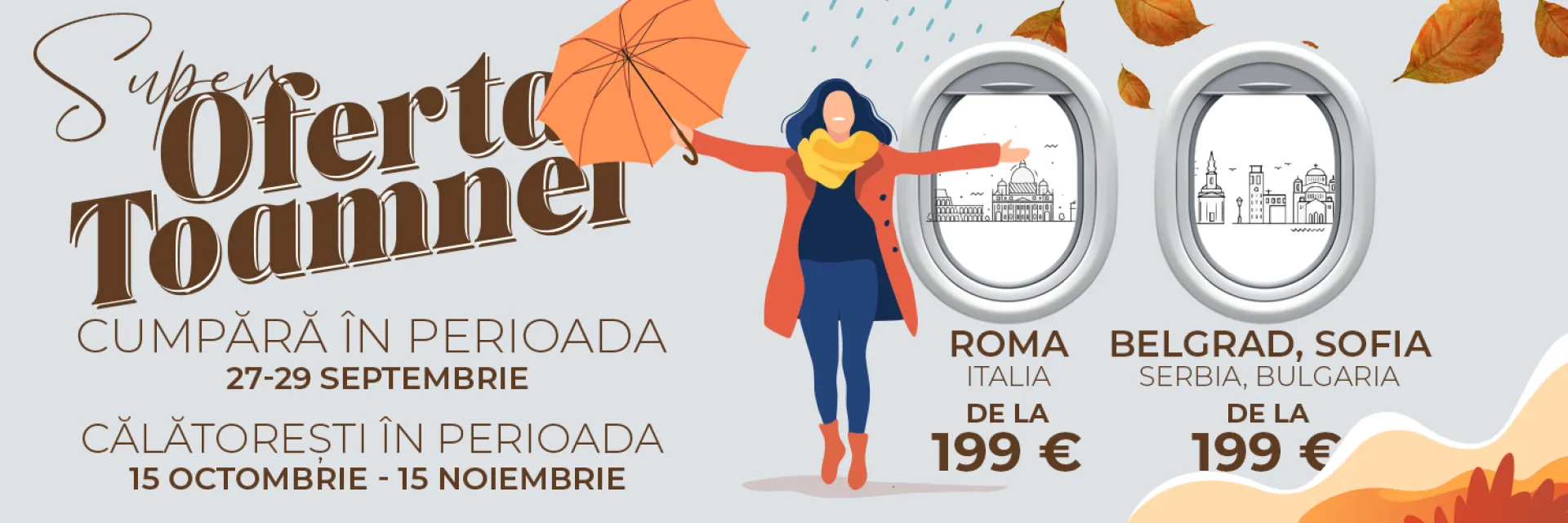 TAROM lansează noi oferte speciale pentru trei destinații, începând de la 199 de euro