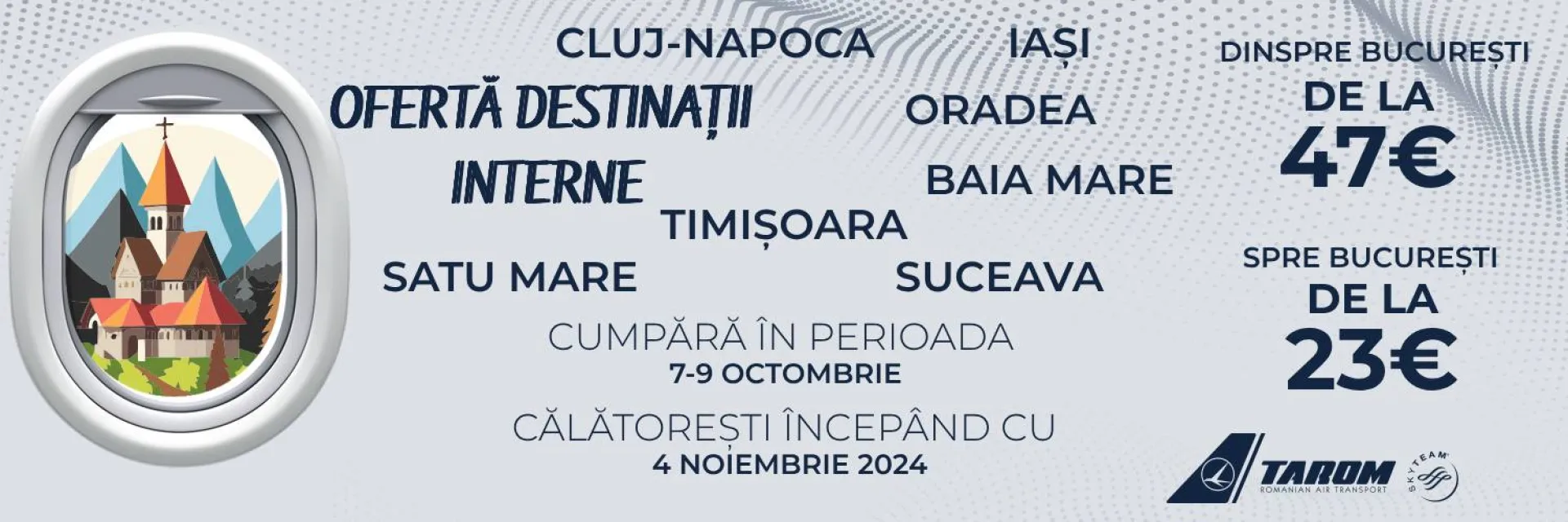 TAROM lansează o ofertă unică de călătorie pentru destinațiile interne